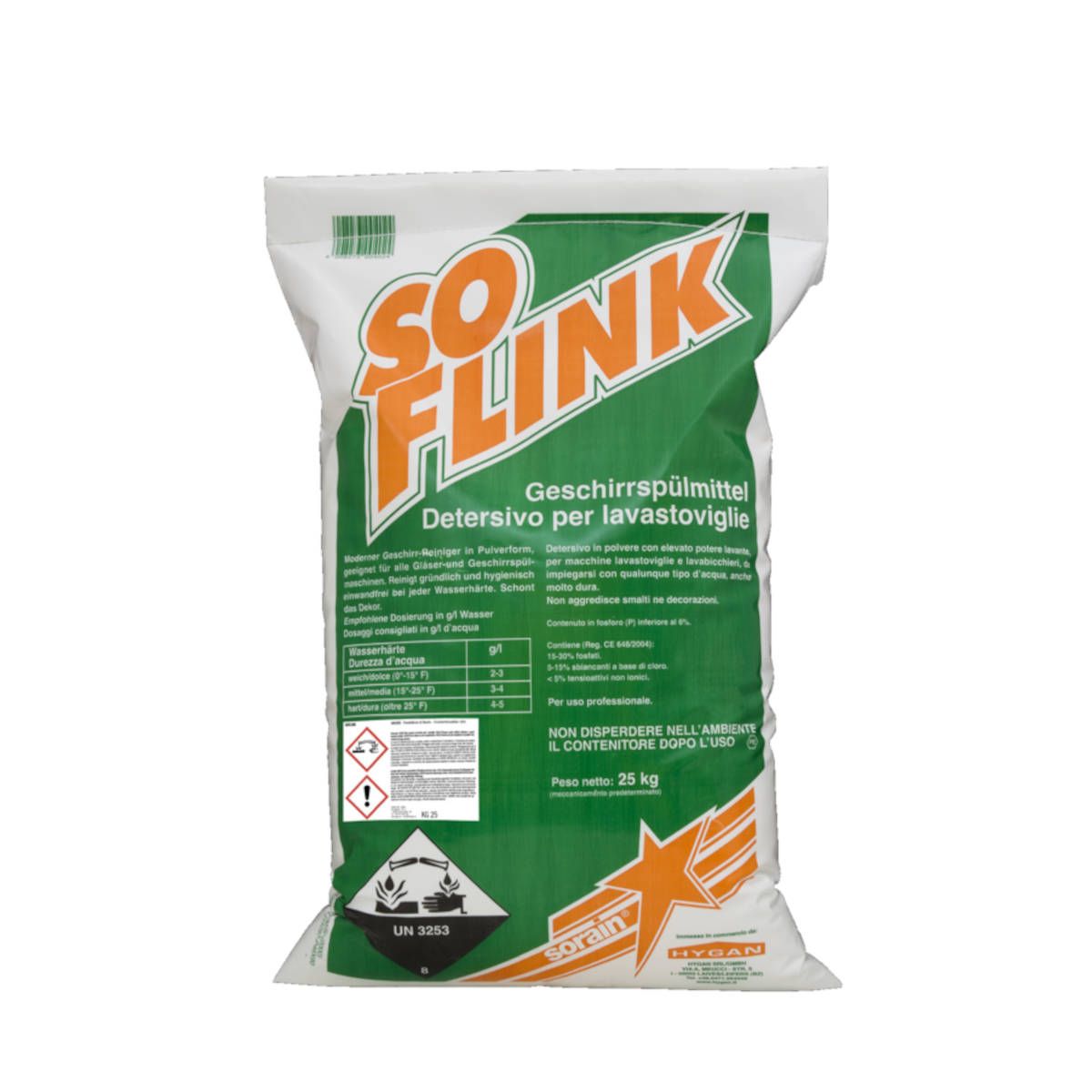 Detersivo lavastoviglie con cloro Soflink Unyrain 25 kg – Hygan