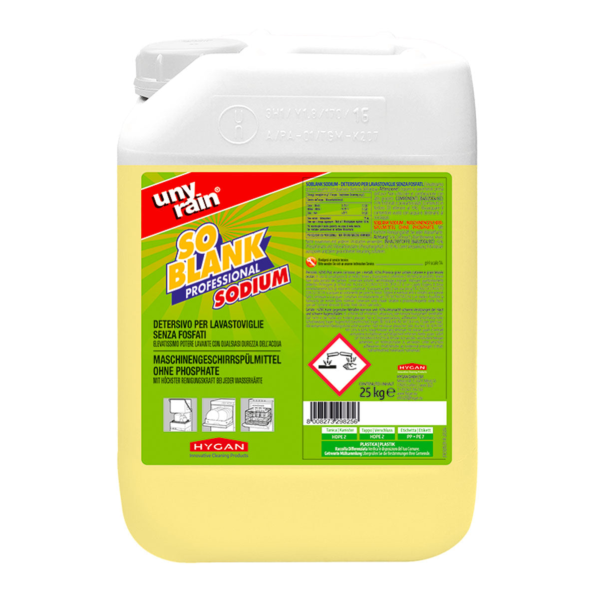 Detergente lavastoviglie senza fosfati Soblank Sodium Unyrain 25Kg – Hygan