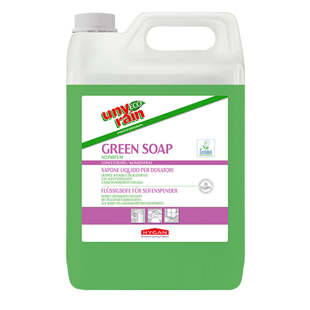 Sapone liquido mani Greensoap No Parfum Unyrain 5L – Hygan