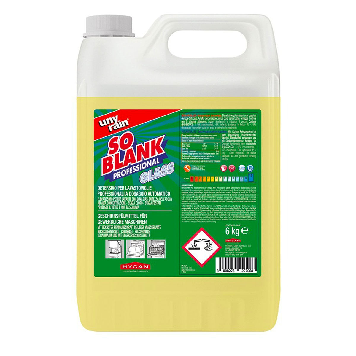 Detergente lavastoviglie per bicchieri Soblank Glass Unyrain 6Kg – Hygan