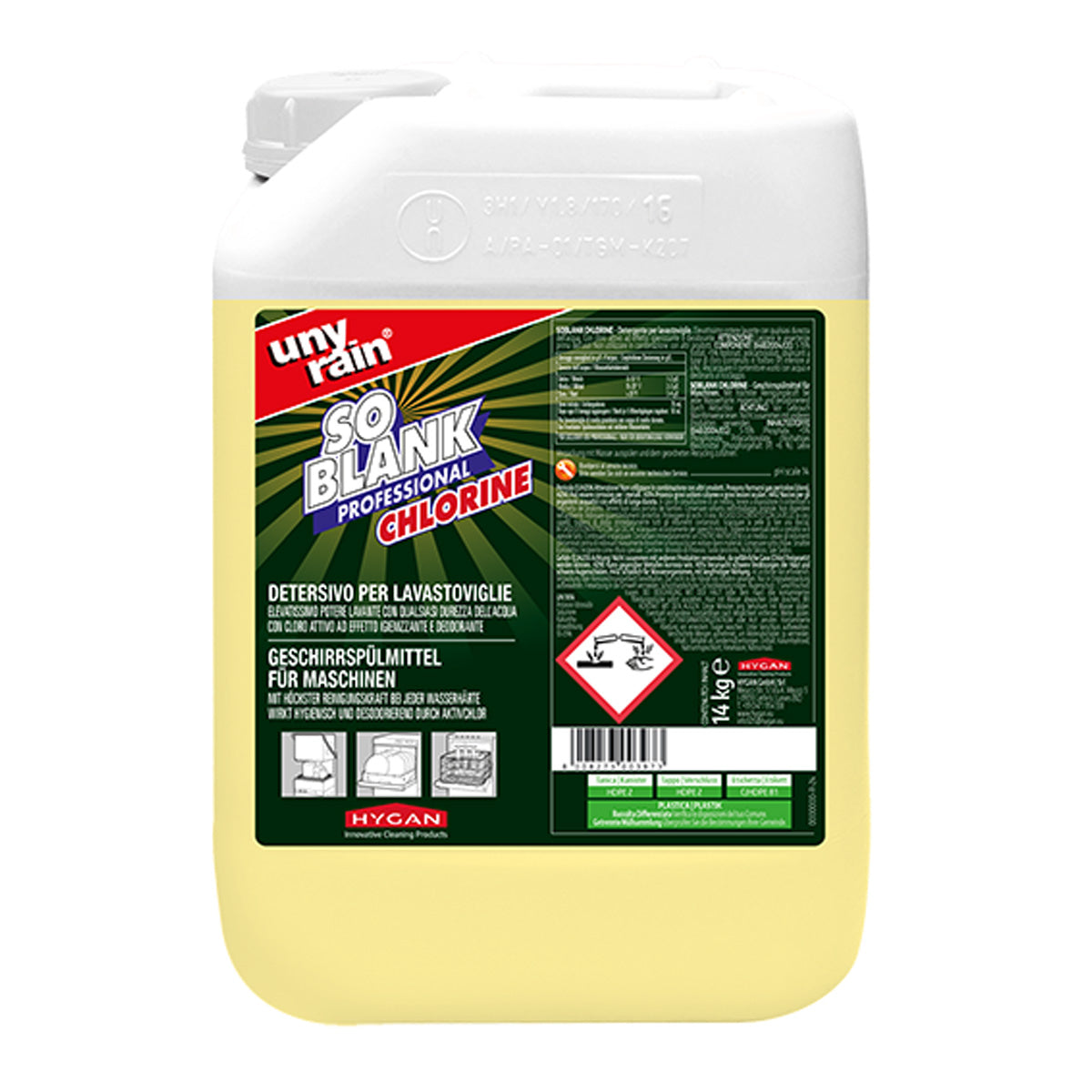 Detersivo lavastoviglie cloro attivo Soblank Chlorine Unyrain 25 kg – Hygan